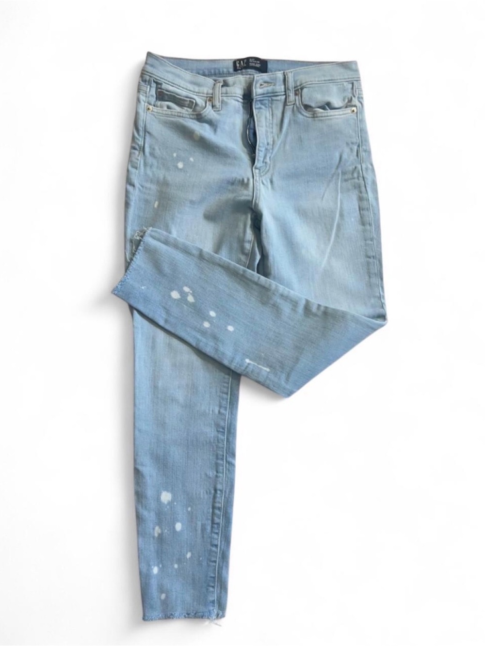 GAP Faded Light Blue Skinny Jeans with Paint-Splatter Detail